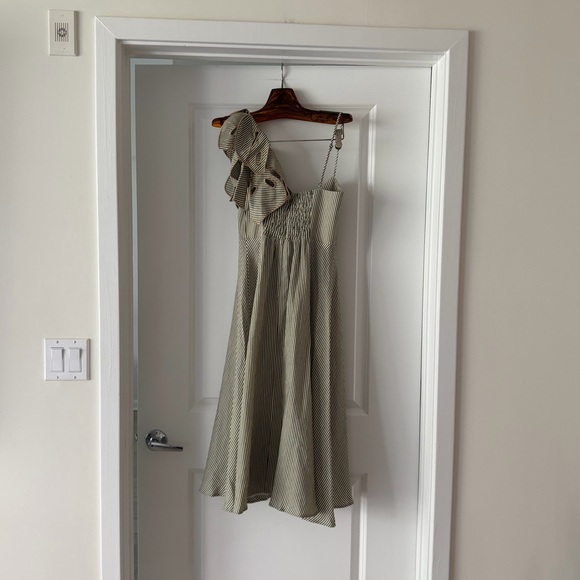 Farm Rio Green Striped 3d Monstera Leaf Midi Dress - Picture 8 of 9